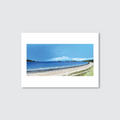 


A framed artwork print depicting a landscape with a beach and islands in the background, titled 'Bland Bay NZ'.