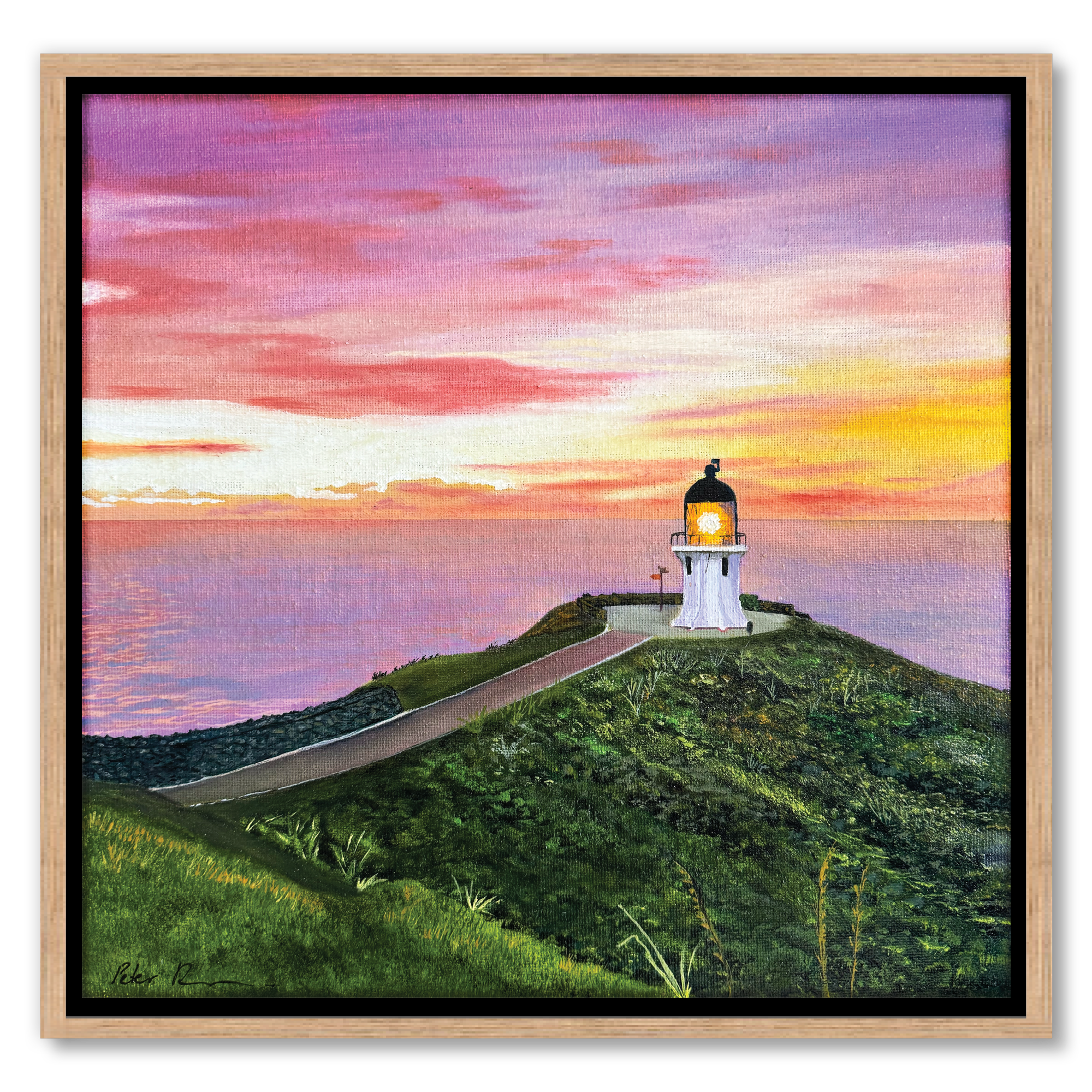 Cape Lighthouse at Dusk Original Realism Oil Painting by Peter Rewi ...