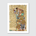 A graphical art print featuring a figure with swirling geometric patterns in gold, silver, and vibrant hues against an abstract background.