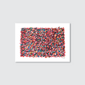 Abstract artwork with colourful brush strokes on a white background.
