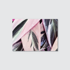 Abstract art print with pink, green, and purple abstract shapes on a light gray background