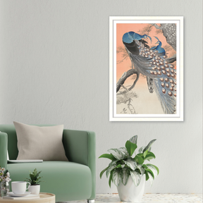 Two Peacocks on Tree Branch