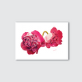 A watercolour painting of two peonies with a focus on the flowers, using natural white, smooth finish paper.