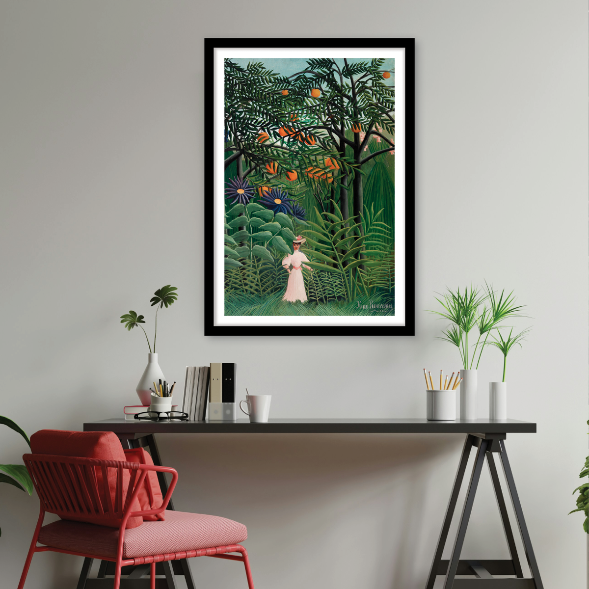 Woman Walking in an Exotic Forest