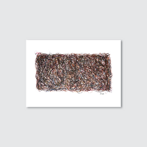 Art print featuring a highly detailed abstract composition in brown tones, with a textured, swirling pattern.